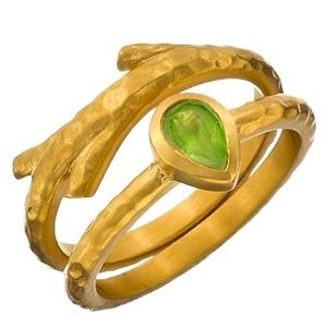 Satya Jewelry Peridot Tree of Life Ring Set